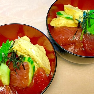 マグロと卵焼きのハーフ丼